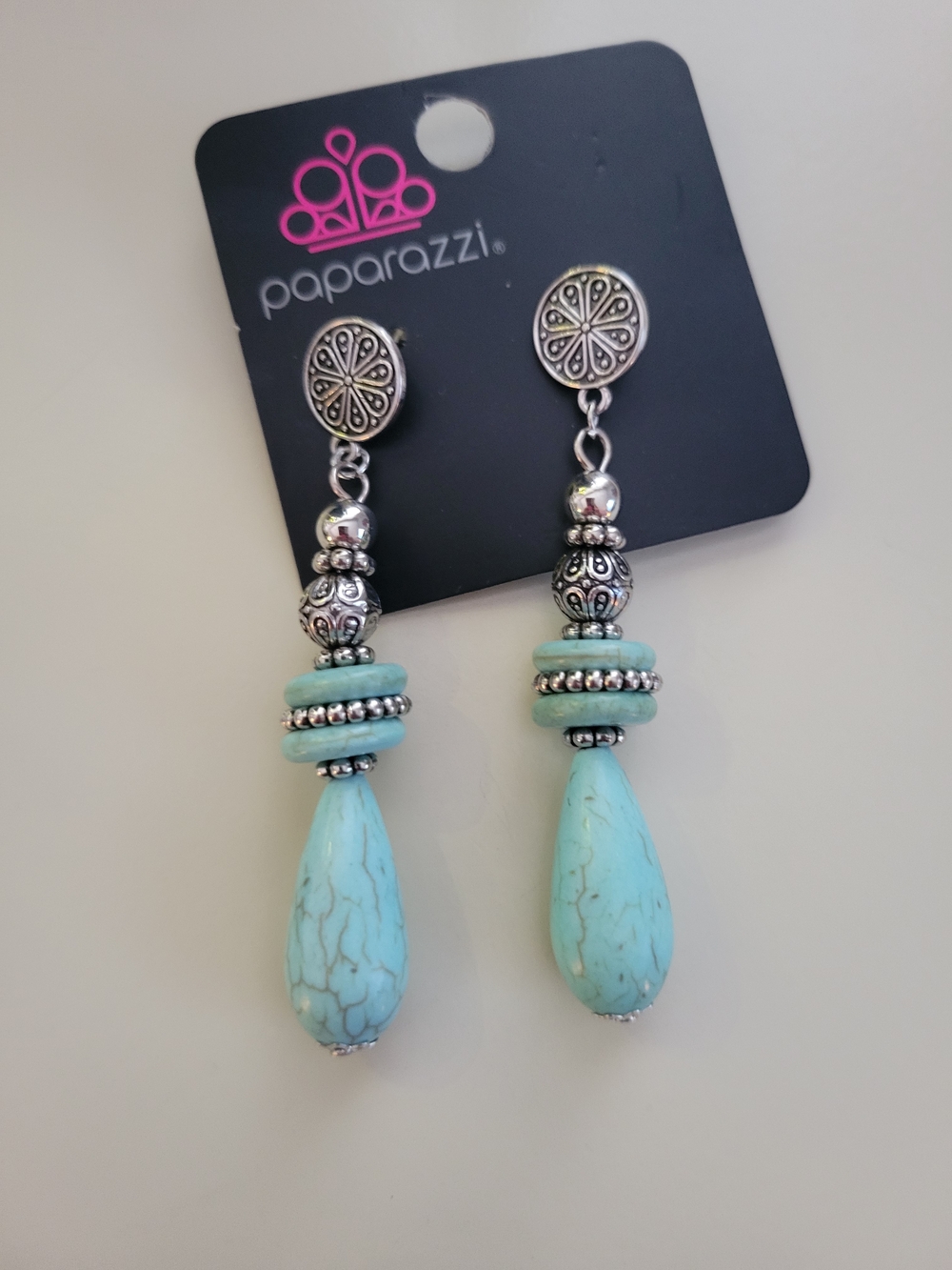 paparazzi Turquoise Beaded Necklace and Bracelet Set with Silver Accents - Picture 4 of 5
